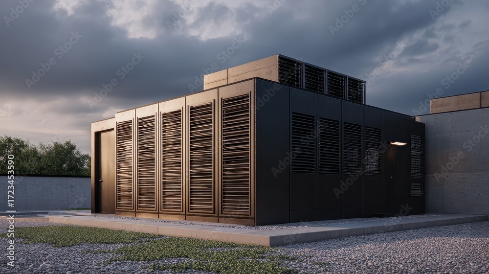 Obraz premium Modern Architectural Design of a Minimalist Utility Structure