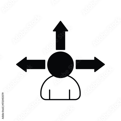 Decisiveness icon with white background vector stock illustration