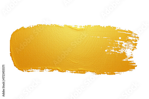 Gold Golden Yellow Brush Stroke. Isolated on White Background and Transparent PNG.
