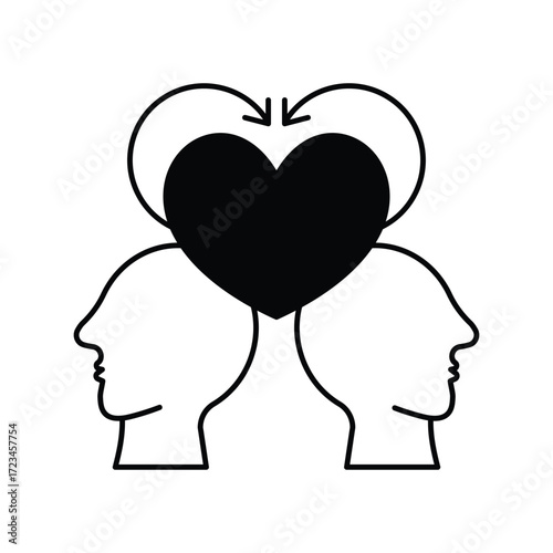 Emotional Intellect icon with white background vector stock illustration