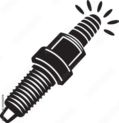 Black Spark Plug Icon Vector
