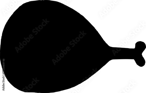 Chicken Leg Piece Doodle Silhouette, Chicken Thigh vector illustration isolated on a background, Drumstick Silhouette