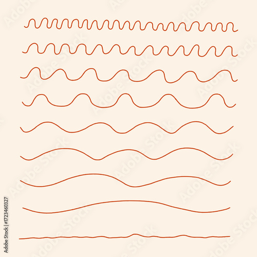 Frequency Waves Doodle, Low and High Frequency Sound Waves, Analog and digital single line waveforms vector illustration isolated on a background