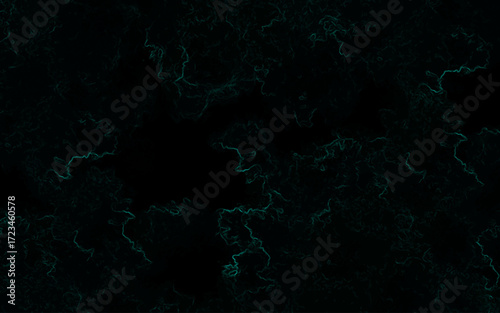 Dark abstract texture with faint glowing teal-green lines forming smoky, cloud-like organic shapes. Mysterious, digital, and atmospheric feel, resembling neon fractals or flowing energy currents