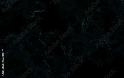 Dark abstract texture with faint glowing teal-green lines forming smoky, cloud-like organic shapes. Mysterious, digital, and atmospheric feel, resembling neon fractals or flowing energy currents