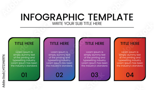 Business Infographic Elements with Colorful Step Process Vector Design