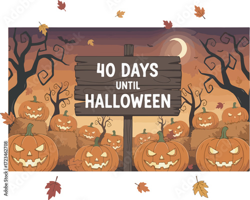 Halloween celebration with pumpkins, ghosts, haunted house, and kids