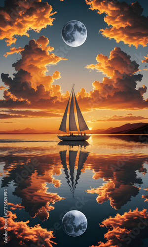 Sailing Under a Moonlit Sky A Serene Evening on the Water