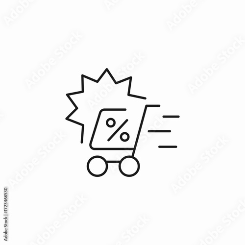 fast discount cart icon sign vector