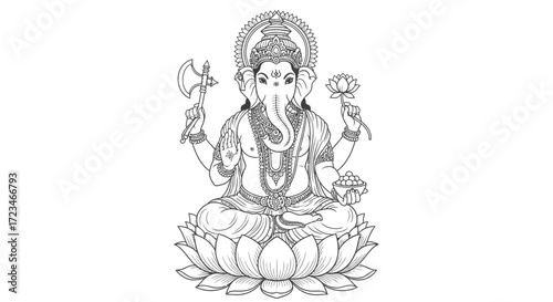 Ganesha Sketch Artwork Lord of Success and Destroyer of Evils