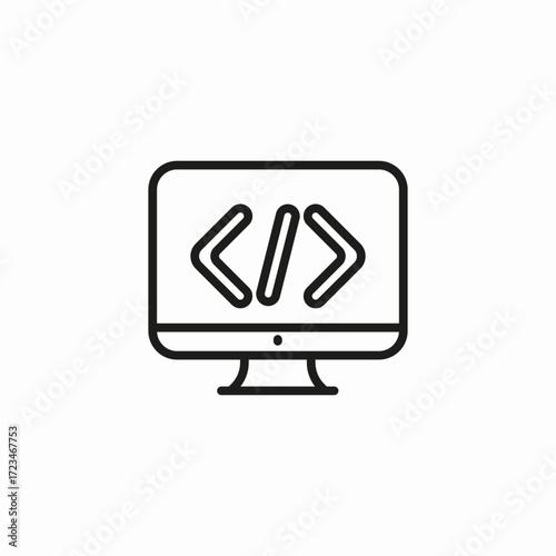 monitor with code icon sign vector