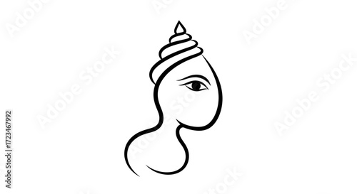 Elegant Buddha Silhouette Black Outline Vector Illustration on White Background
