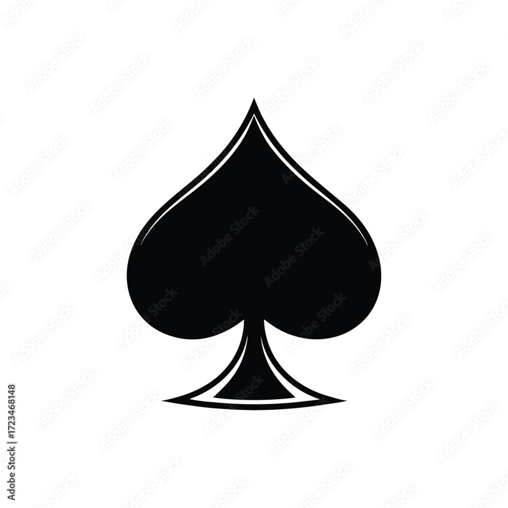 Fototapeta premium Single black spade card suit symbol on white background