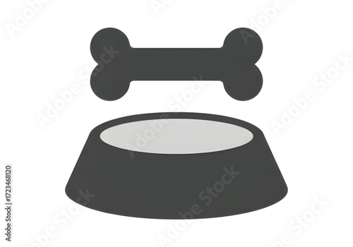 Minimal icon of a bone and food bowl — no background, no shadow PNG
