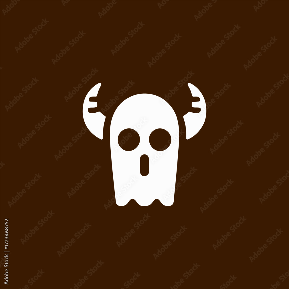 Obraz premium Spooky Ghost Character with Antlers Vector Illustration