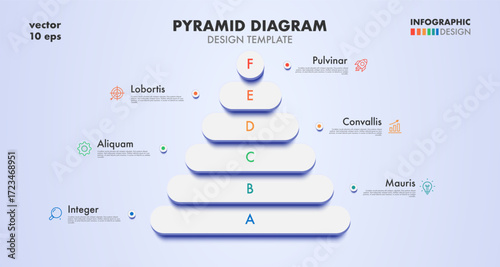 Pyramid template design element infographic 3d minimalistic style for start up project, business strategy, theory basic operation, logic analysis vector 10 eps