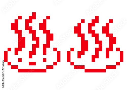 ドット絵顔ありなし温泉マーク/赤色2種セット