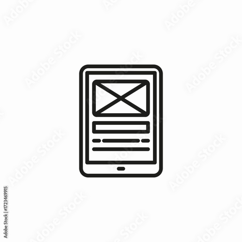 tablet with layout icon sign vector