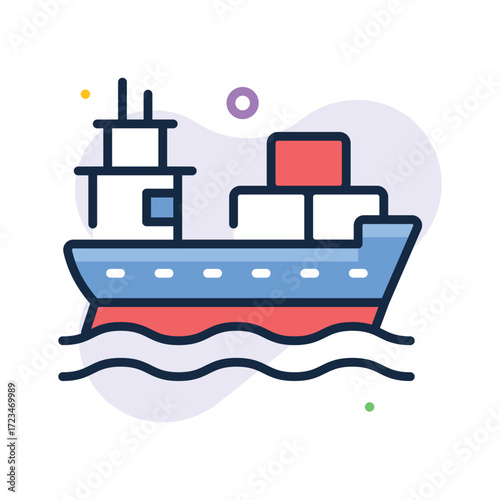 Cargo ship icon representing global delivery, ecommerce shipping, and logistics