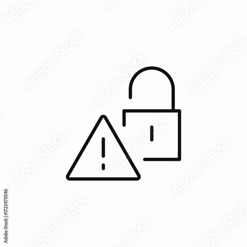 warning unlocked padlock icon sign vector