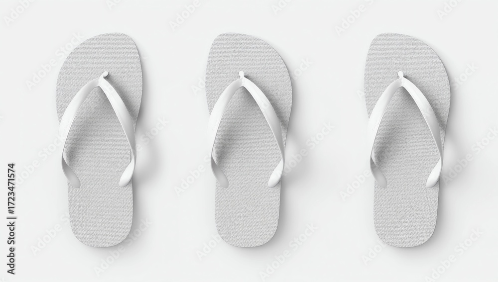 Fototapeta premium white flip flops isolated on white background mock up