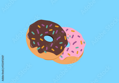 sweet donut with sprinkles, vector illustration for food design concept