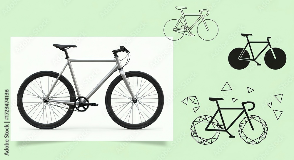 Obraz premium Fixed gear bicycle design variations