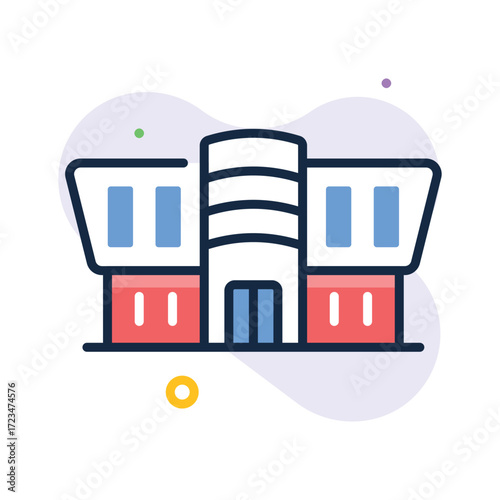 Shopping mall icon representing retail outlets, shops, and ecommerce markets