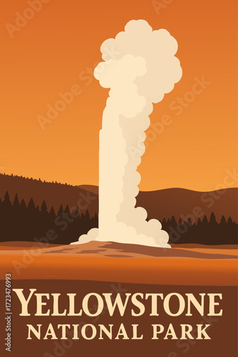 Old Faithful Erupting in Yellowstone