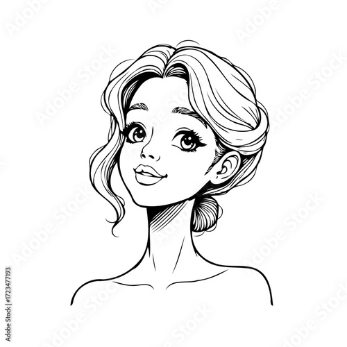 Elegant depiction of a stylized young woman showcasing detailed linework and thoughtful artistry
