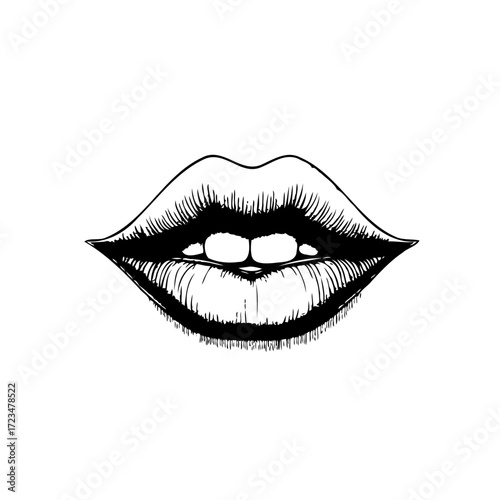 Elegant monochromatic lip sketch evoking sensuality artistic minimalism in a captivating beauty