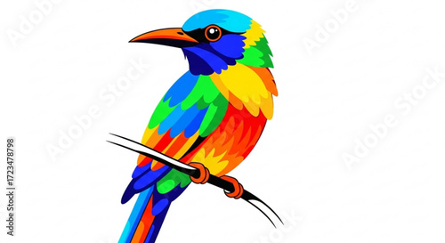 Colorful bird on branch, showcasing vibrant plumage and natural beauty in wildlife and avian species