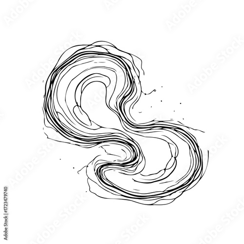 Fluid Ink Flow: An Expressive Hand Drawn Abstract Organic Swirl Line Art Composition Design