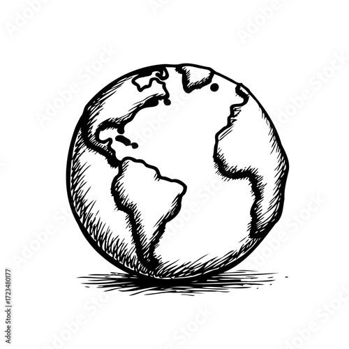 Hand drawn depiction of our planet Earth showcasing global geography and continental