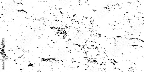 Distress urban overlay spotted concrete grain surface grainy noise rust wall grunge black splatter and white background. damaged chalk crack rough ink wall texture.	