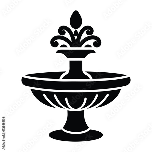a black and white illustration of a fountain