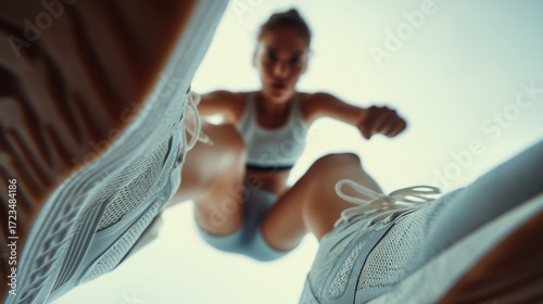 Sports Woman, Low Angle, Female Athlete.