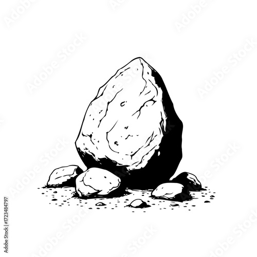 Monochrome rock composition with smaller pebbles a study of texture and form using graphic design