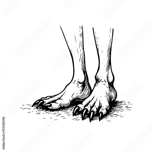 Monster clawed feet sketch reveals unsettling details of folklore and unexplained creatures