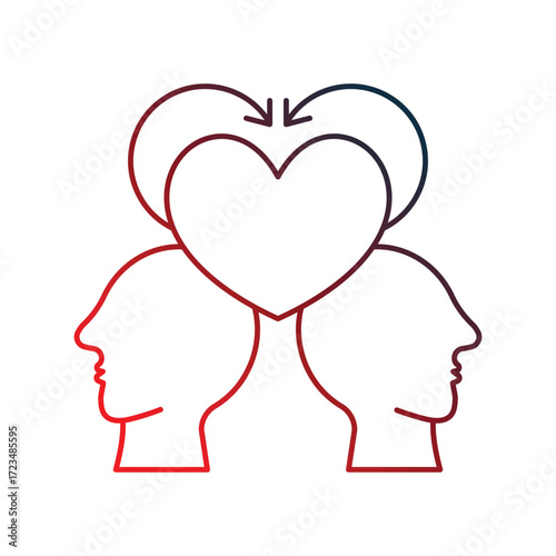 Emotional Intellect icon with white background vector stock illustration