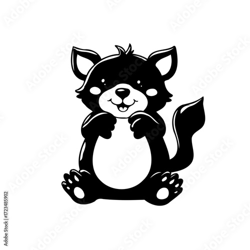 Playful feline friend a delightful black and white cartoon character bringing joy to young hearts