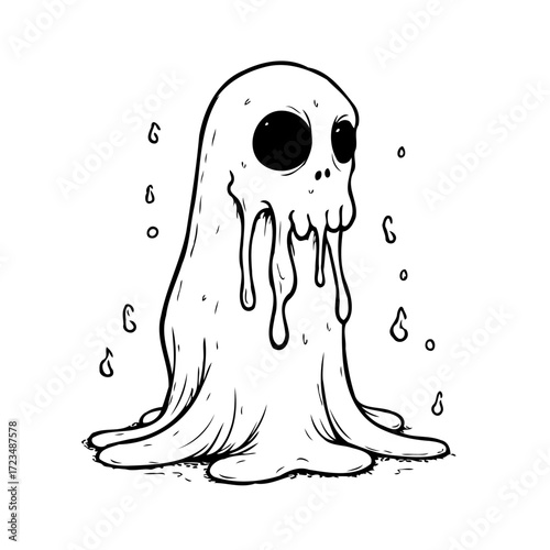 Spooky specter emerging from shadow a dripping ghoul with hollow eyes creating a chilling presence