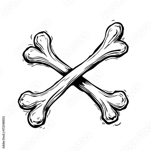 Stylized Crossed Bones Depicting Danger Warning, Symbolizing Mortality, and Anatomical Remains,