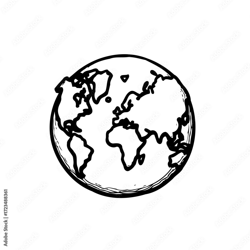 Obraz premium Stylized earth illustration featuring continents and oceans offering a perspective on global