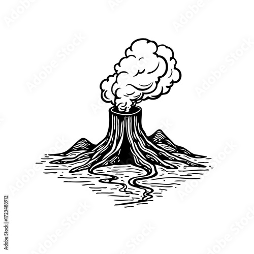 Volcanic eruption illustration: A nature's powerful spectacle in graphic detail showcasing the