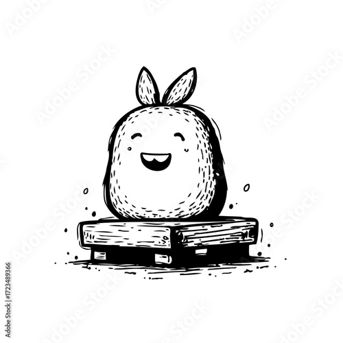 Whimsical character illustration showcasing playful imagination on a simple platform design with