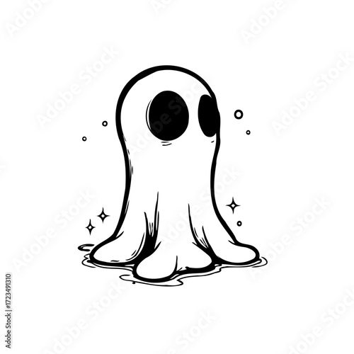 Whimsical phantom illustration evokes feelings of mystery and innocent fun in a simplistic form