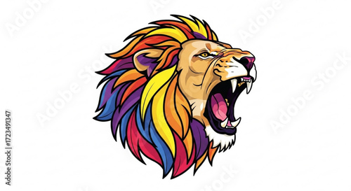 Colorful lion head vector illustration roaring graphic design majestic animal artwork vibrant mane drawing 100