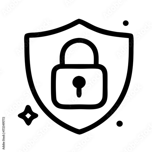 Shield lock vector icon. Perfect for cybersecurity, privacy, and data protection concepts in web, app, and UI/UX design with simple modern outline style