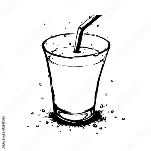 Whimsical water glass illustration with abstract splash design provides creative element and